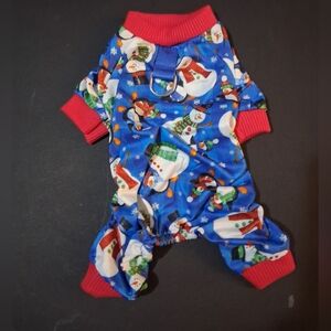 Doggie Pajama XS Snowman Print.